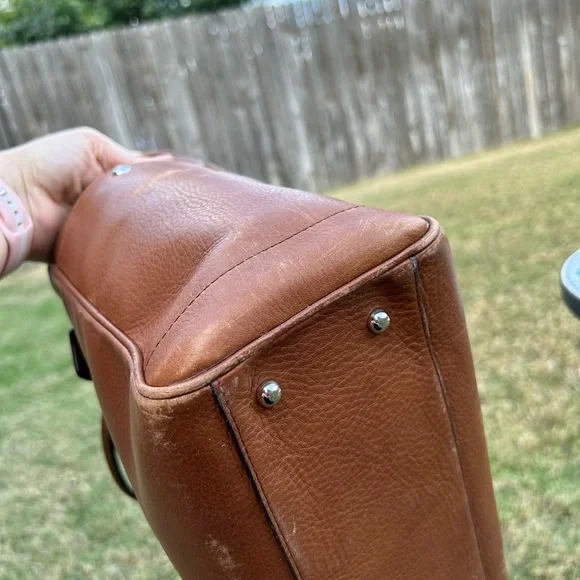 LOEWE Heritage Small Tote Logo Brown Leather Bag Handbag With Clochette - Picture 6 of 12